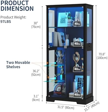71'' Display Cabinet with 5-Ti - Glass Cabinet Display ulasan dan harga