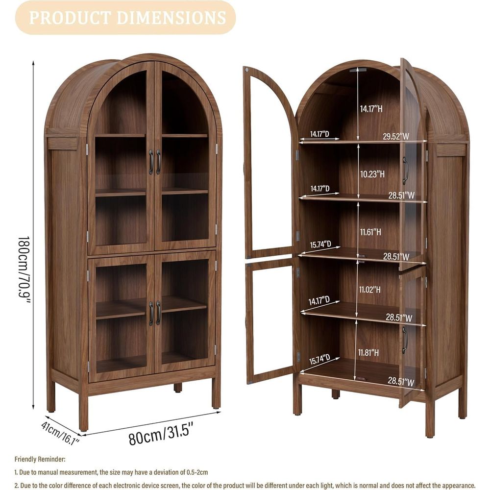 70.9 Tall Walnut Acrylic Glass - Glass Cabinet Display ulasan dan harga
