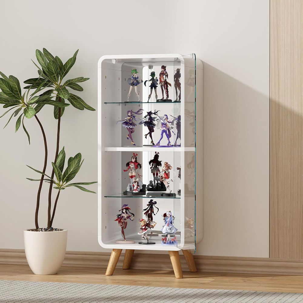 4-Tier Adjustable Glass Displa - Glass Cabinet Display ulasan dan harga