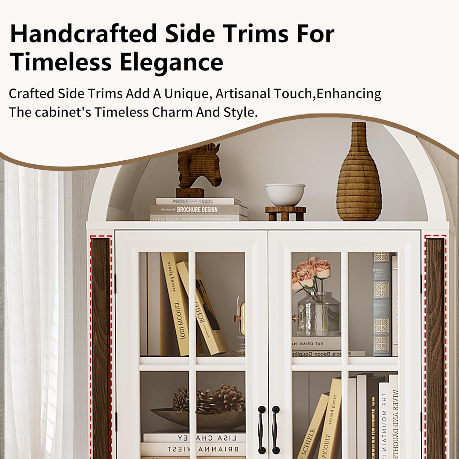 71” Handcrafted Arched Bookcas - Glass Cabinet Display ulasan dan harga