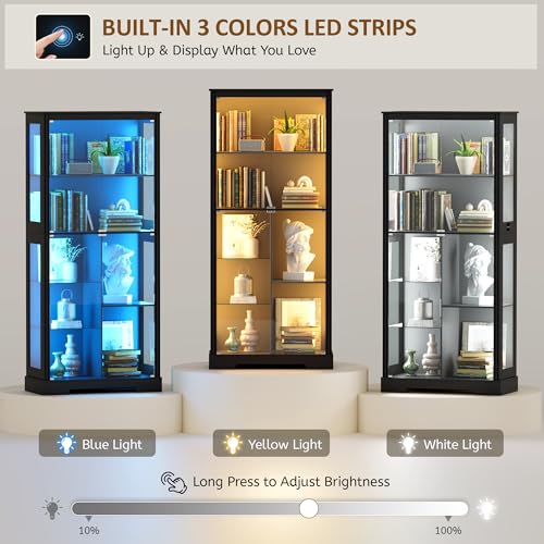 71” Glass Display Cabinet with - Glass Cabinet Display ulasan dan harga