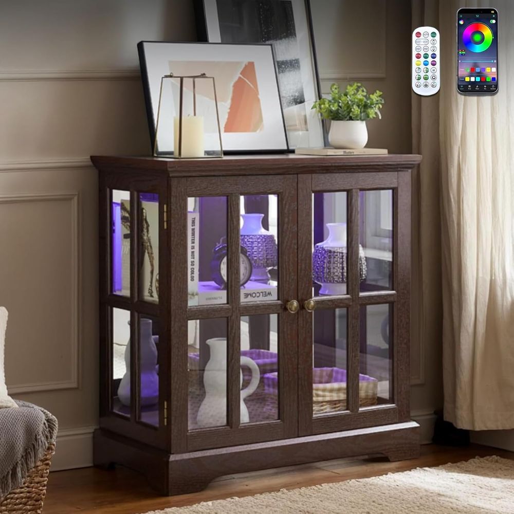 32 High LED-Lit Curio Cabinet  - Glass Cabinet Display ulasan dan harga