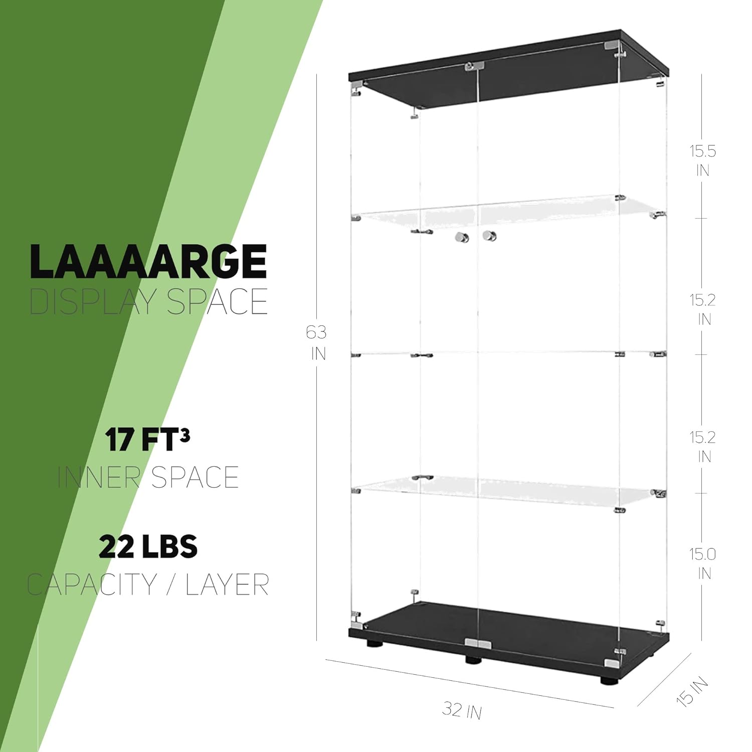 Glass Display Cabinet with 4 S - Glass Cabinet Display ulasan dan harga