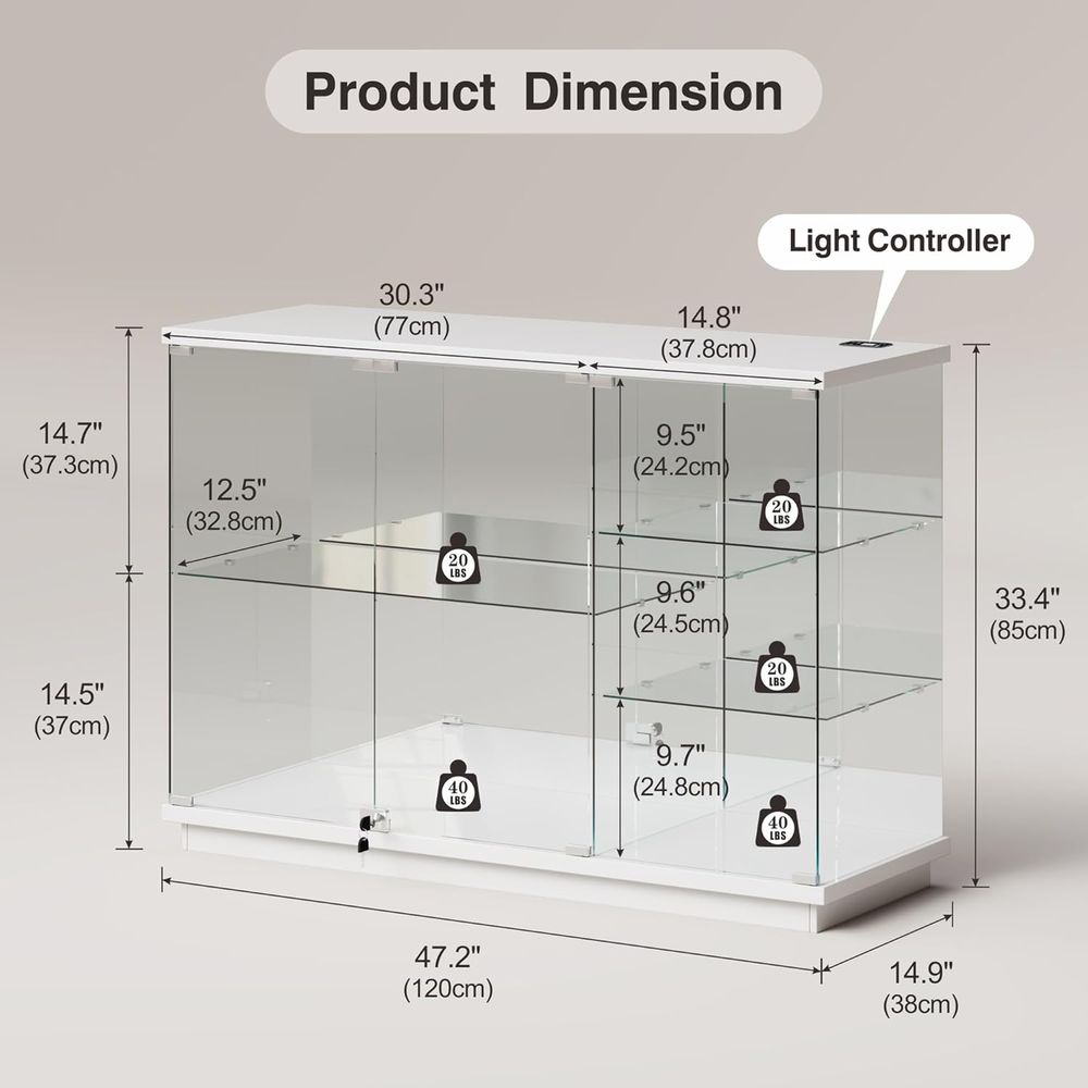 White High Gloss Glass Display - Glass Cabinet Display ulasan dan harga